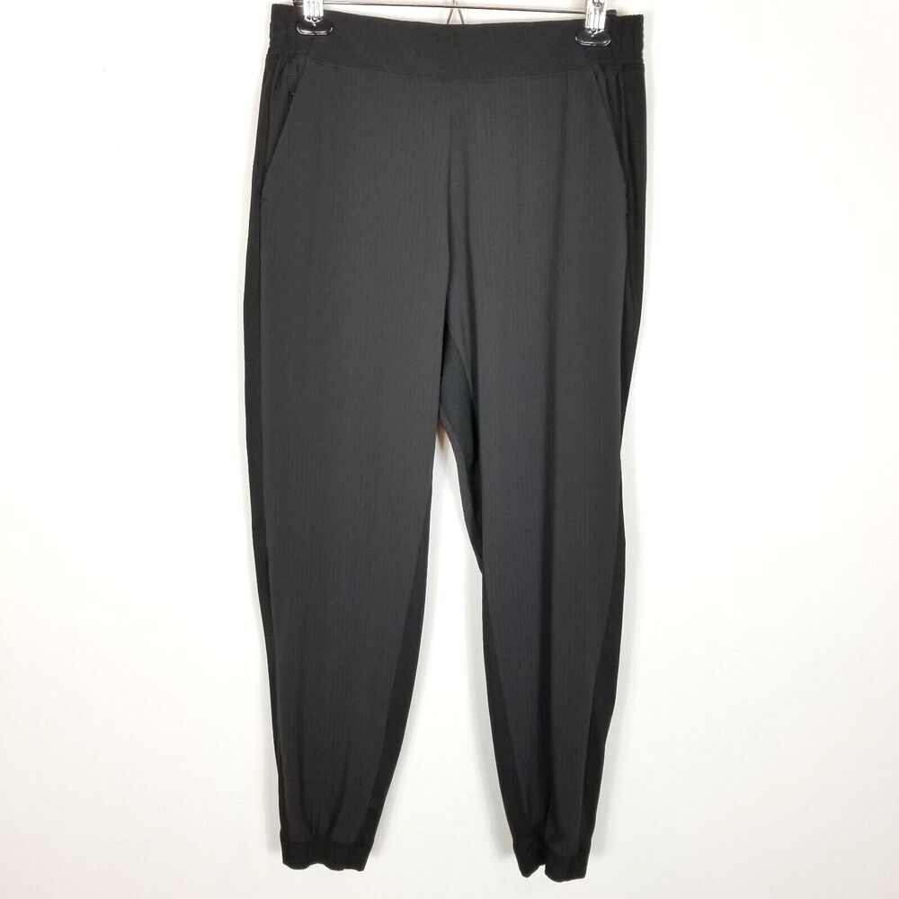 ATHLETA Women Textured Brooklyn Jogger Pants Sz 10 Black Pull On Casual Athletic